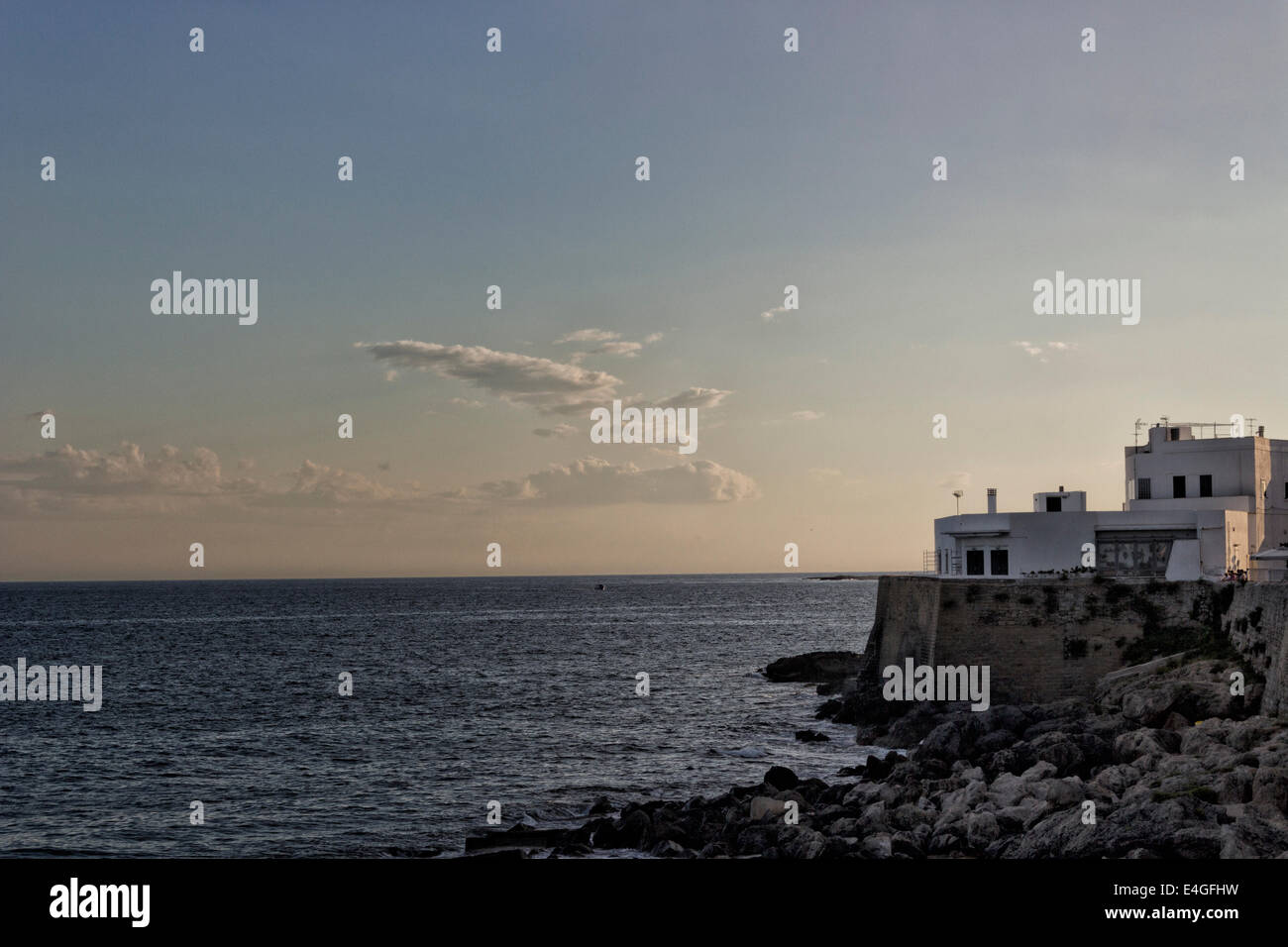 Bastions of the old town of Gallipoli (Le) in the southern Italy: now a restaurant Stock Photo