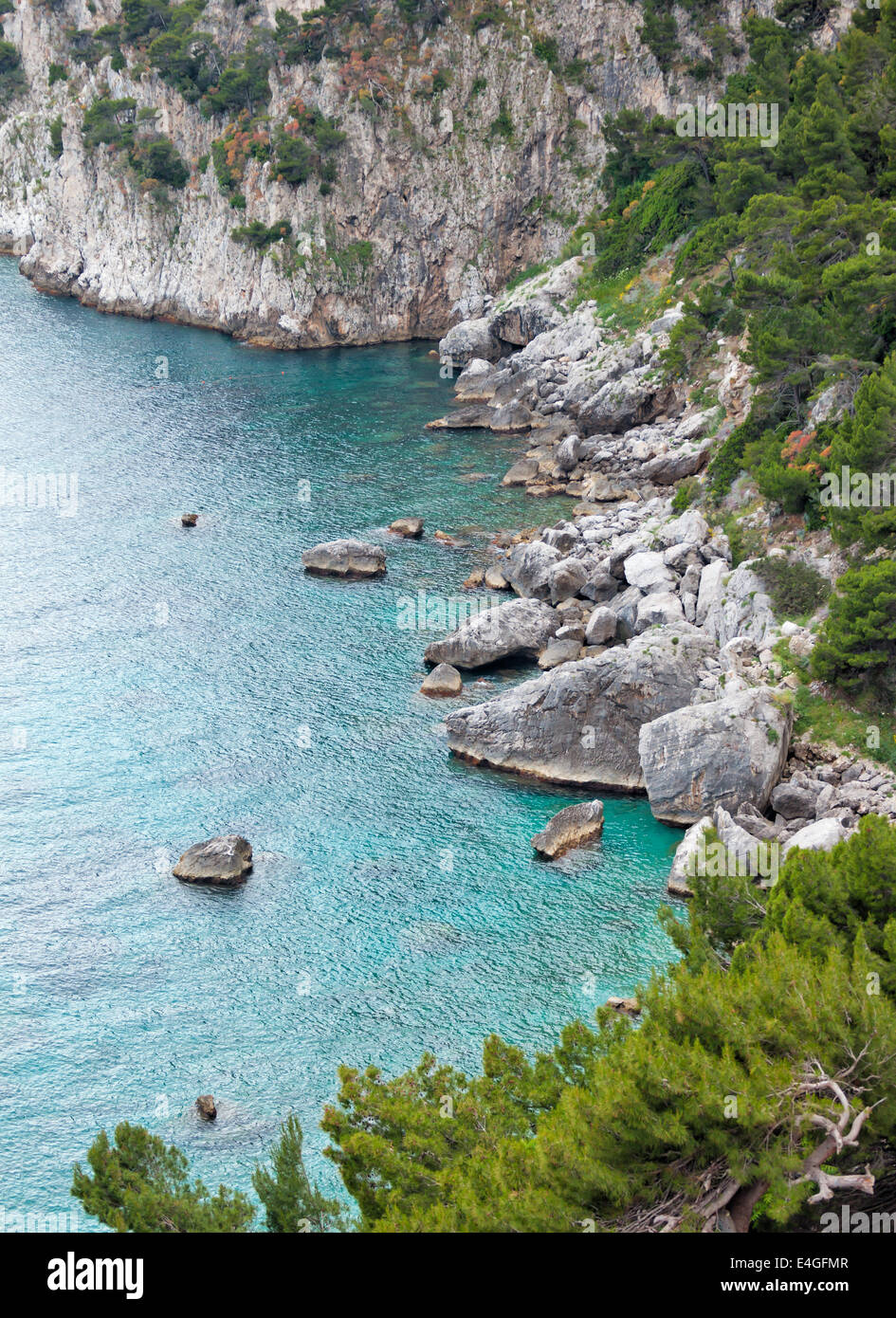 View of Marina Piccola, Island of Capri, Campania, Italy. Stock Photo