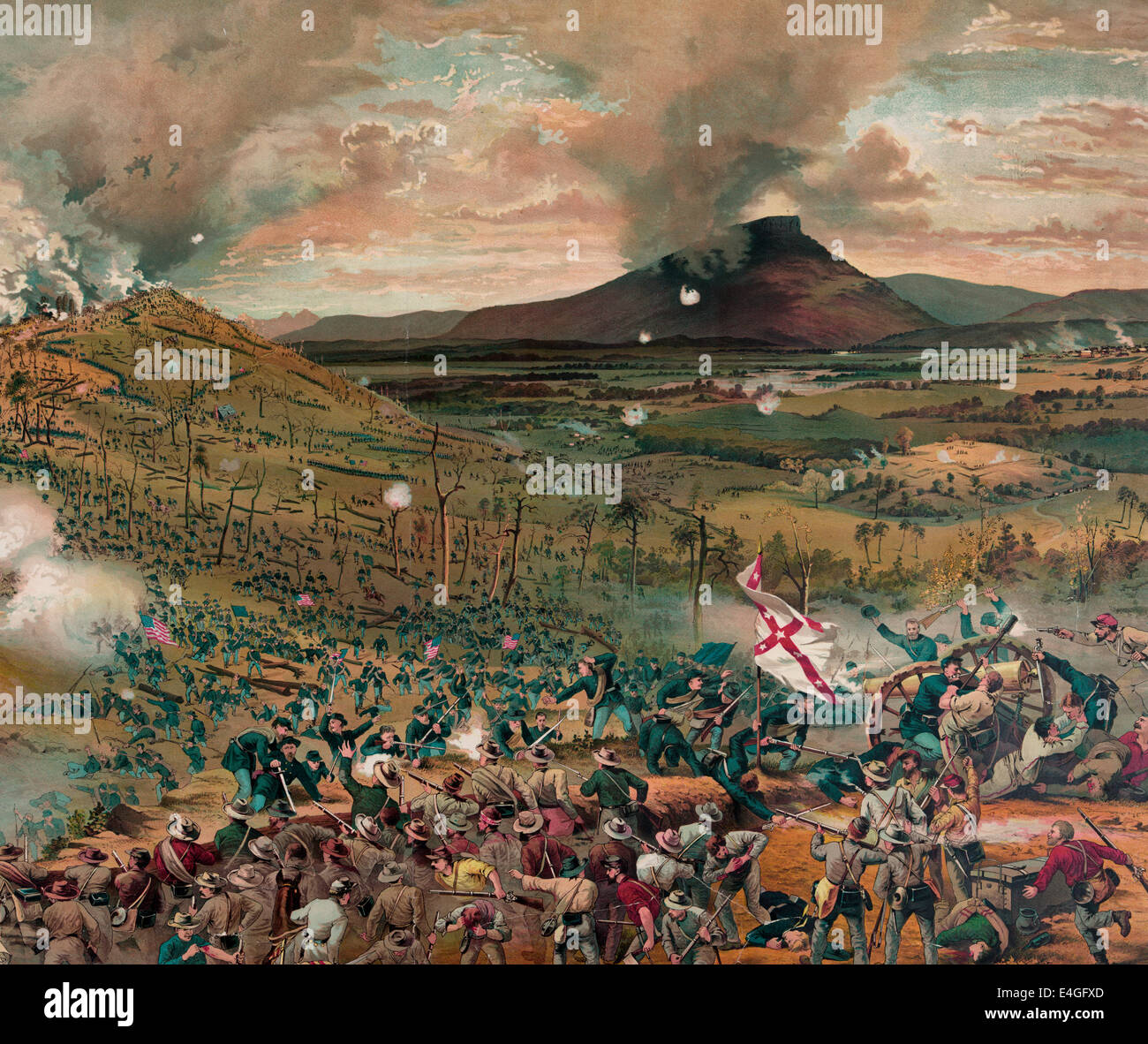 Union assault on Confederate lines during the 2nd day of the battle of