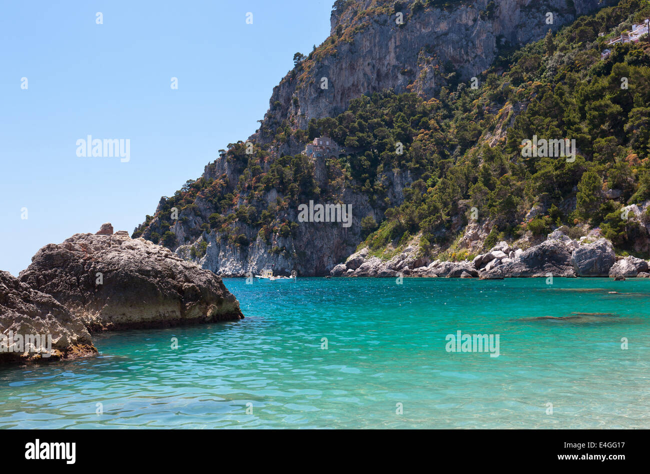 View of Marina Piccola, Island of Capri, Campania, Italy. Stock Photo