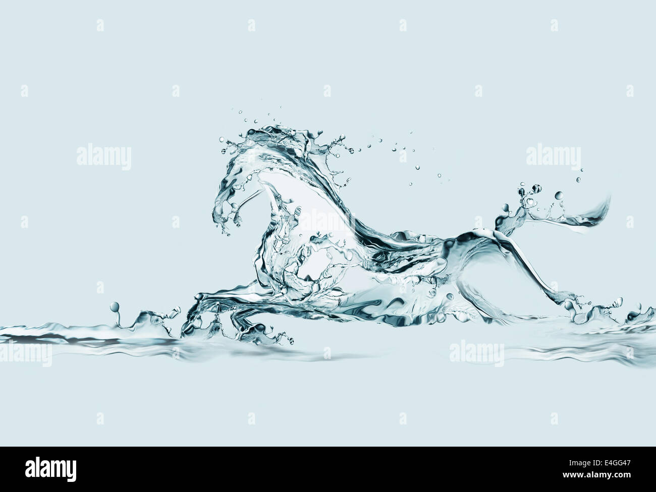 A water horse made of water galloping in water. Stock Photo