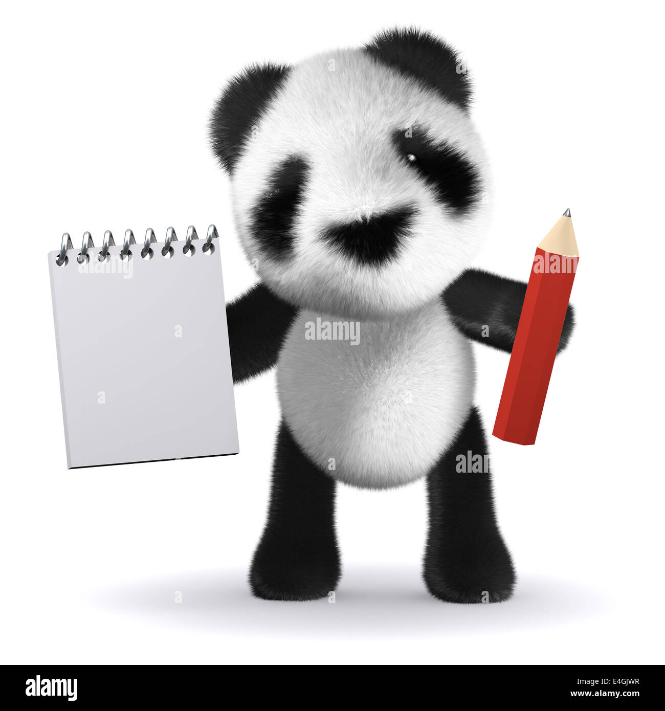 3d render of a panda with notepad and pencil Stock Photo - Alamy