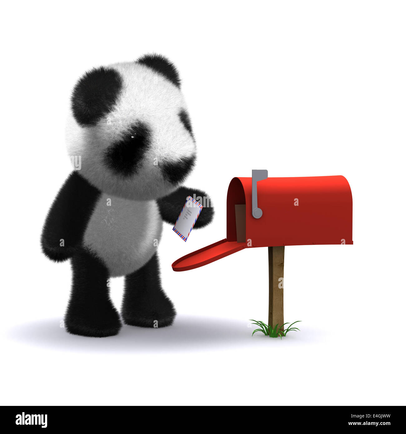 3d render of a panda getting something in the mail Stock Photo - Alamy