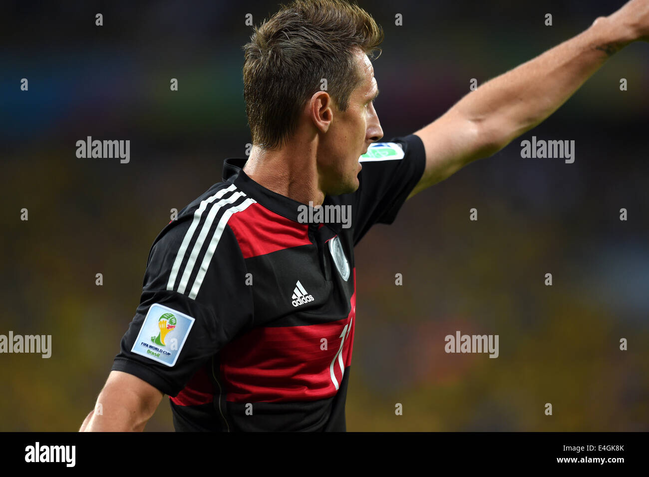 Belo Horizonte, Brazil. 8th July, 2014. Miroslav Klose (GER) Football/Soccer : Miroslav Klose of Germany celebrates after scoring his team's second goal during the FIFA World Cup Brazil 2014 Semi-finals match between Brazil 1-7 Germany at Estadio Mineirao in Belo Horizonte, Brazil . © FAR EAST PRESS/AFLO/Alamy Live News Stock Photo