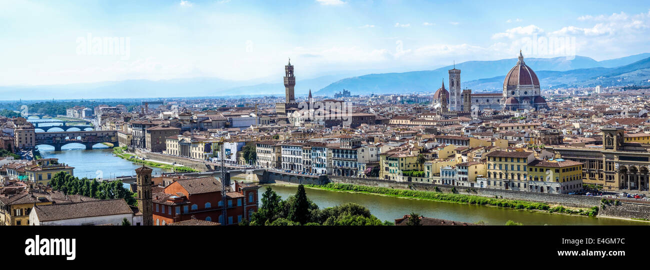 Cityscape with the Palazzo Vecchio and the Duomo, Florence, Tuscany, Italy, Europe Stock Photo