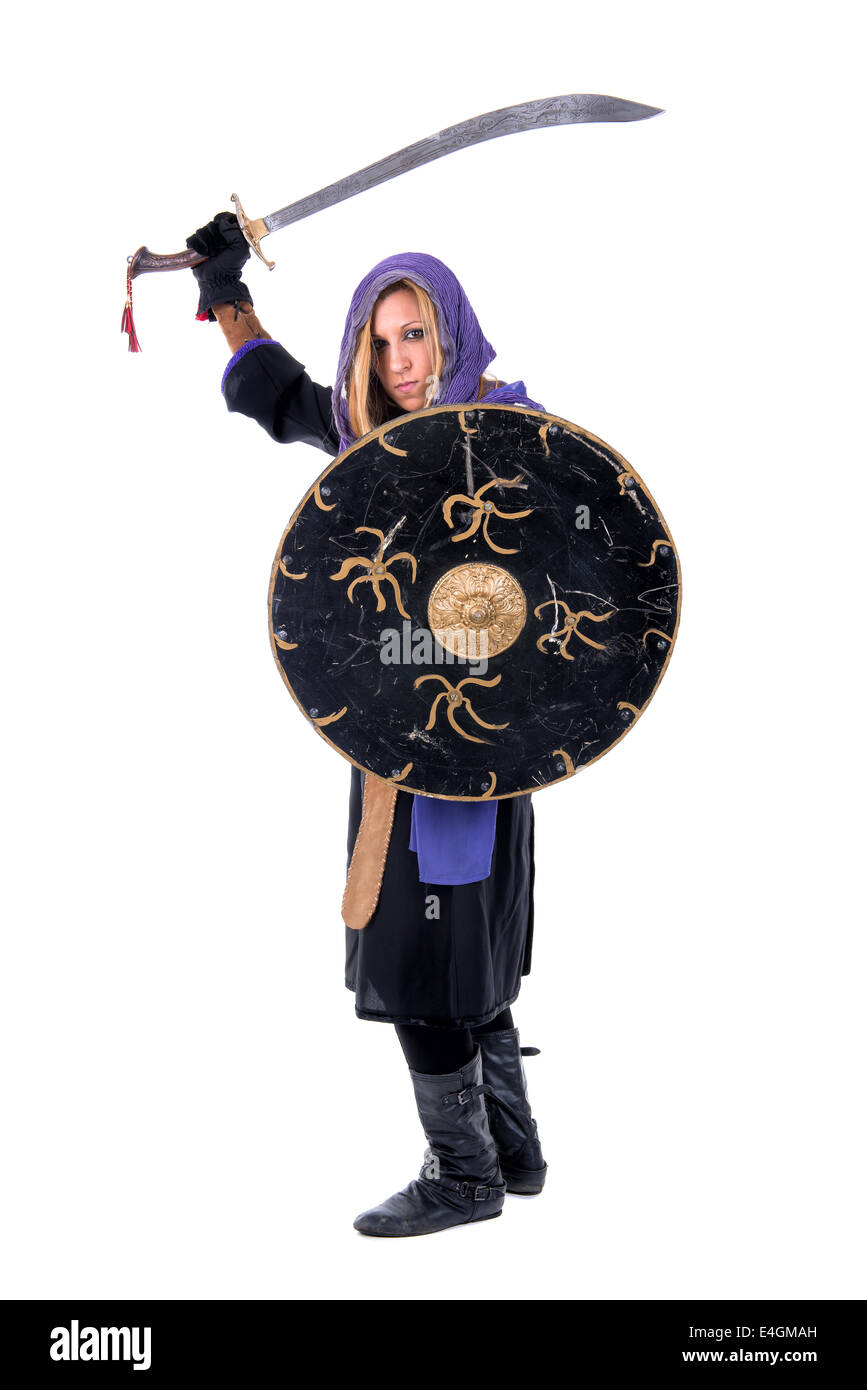 Arabic Woman warrior portrait isolated in white Stock Photo - Alamy, image size:867x1390