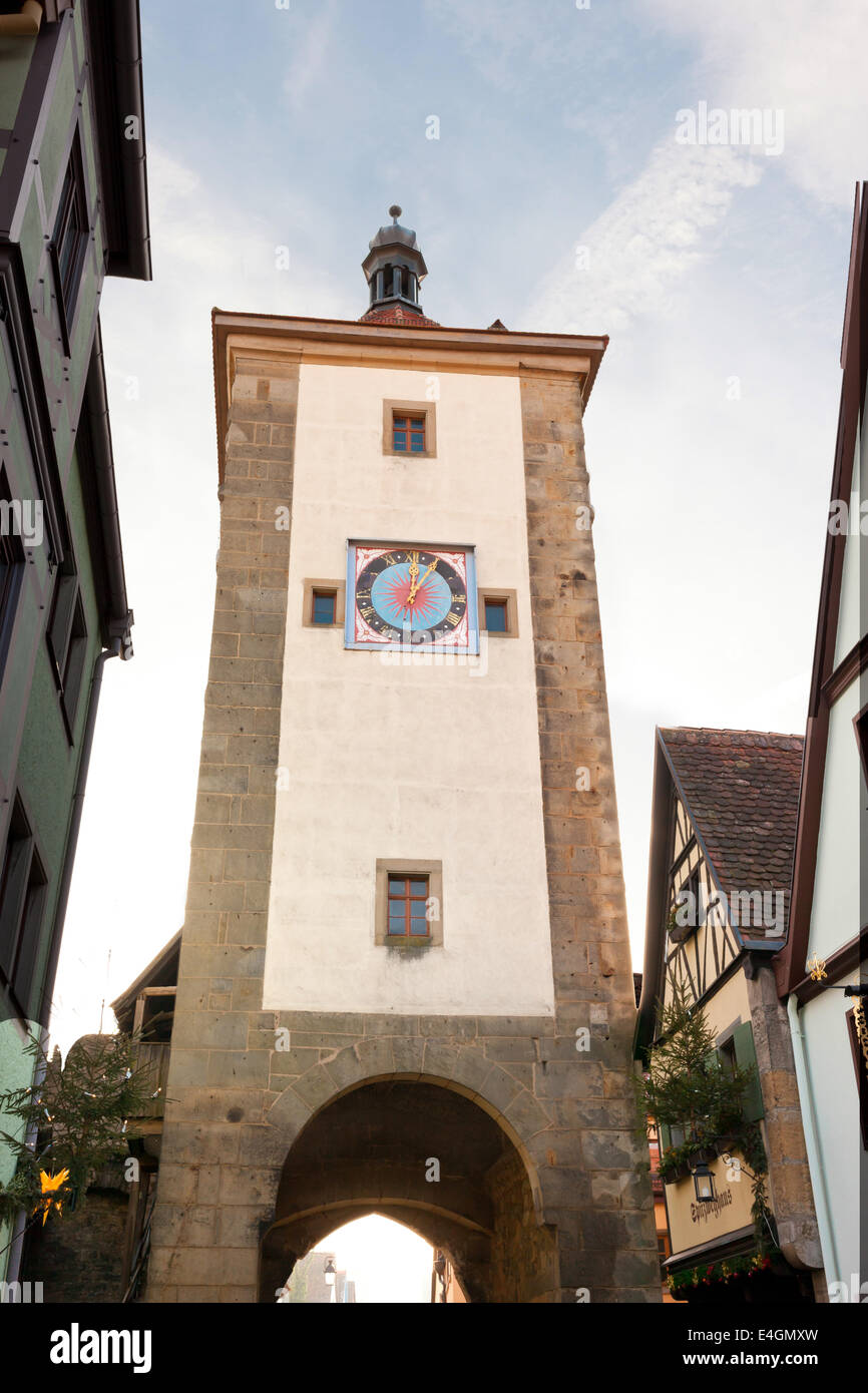 Old tower of the city fortification of Rothenburg ob der Tauber in Germany. Stock Photo