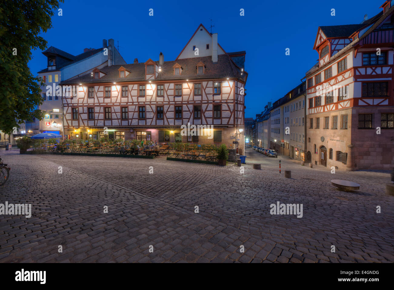 The Albrecht-Dürer-Haus and Tiergärtnertorplatz in the old town of Nuremberg. Stock Photo