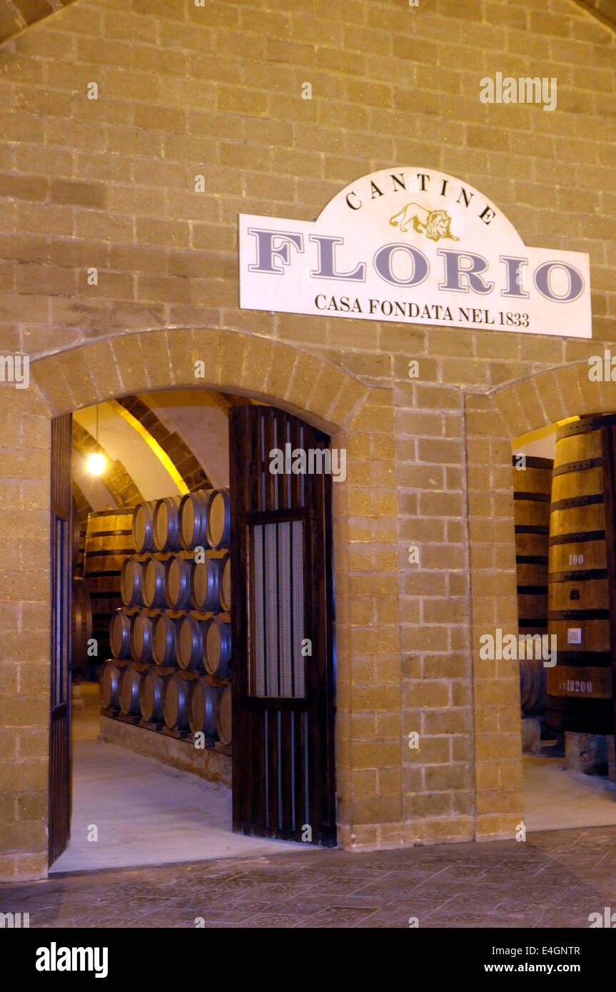 the famous bodegas Florio at Marsala in Sicily Stock Photo