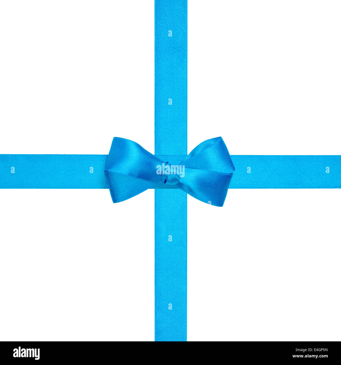 light blue ribbon bow for packaging, white background Stock Photo Alamy