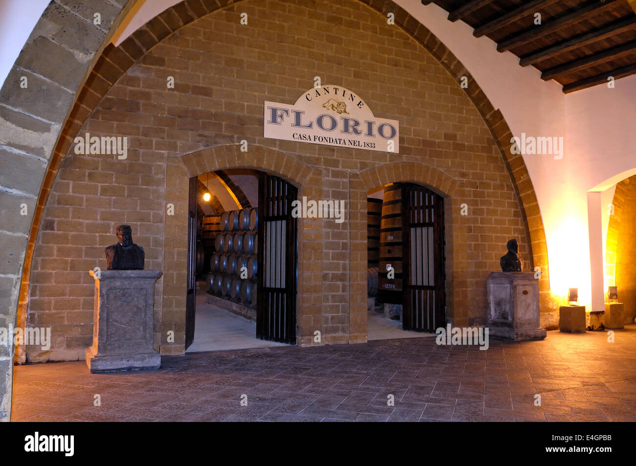 the famous bodegas Florio at Marsala in Sicily Stock Photo