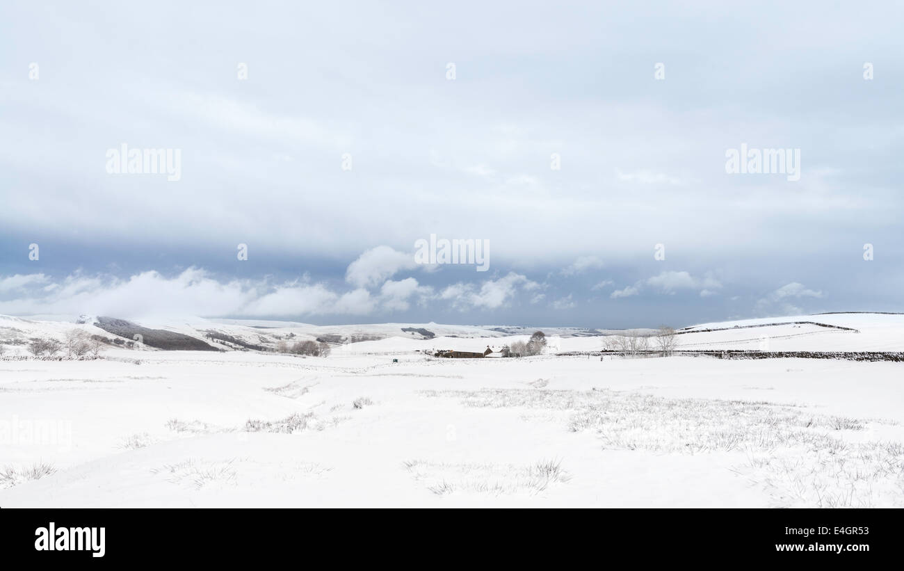 Snow Covered High Peak in the Peak District Derbyshire Stock Photo