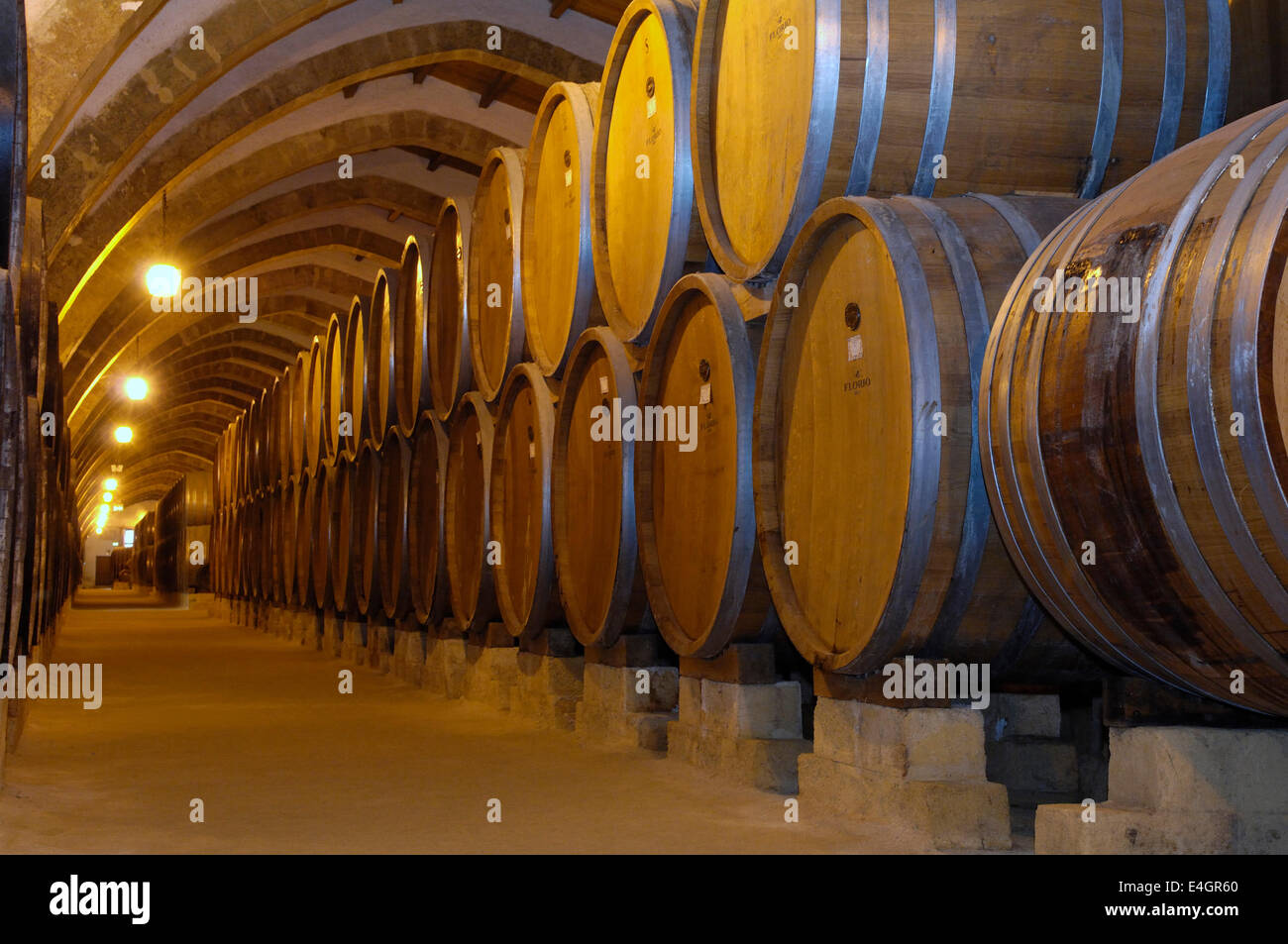 the famous wine cellars Florio at Marsala in Sicily Stock Photo Alamy