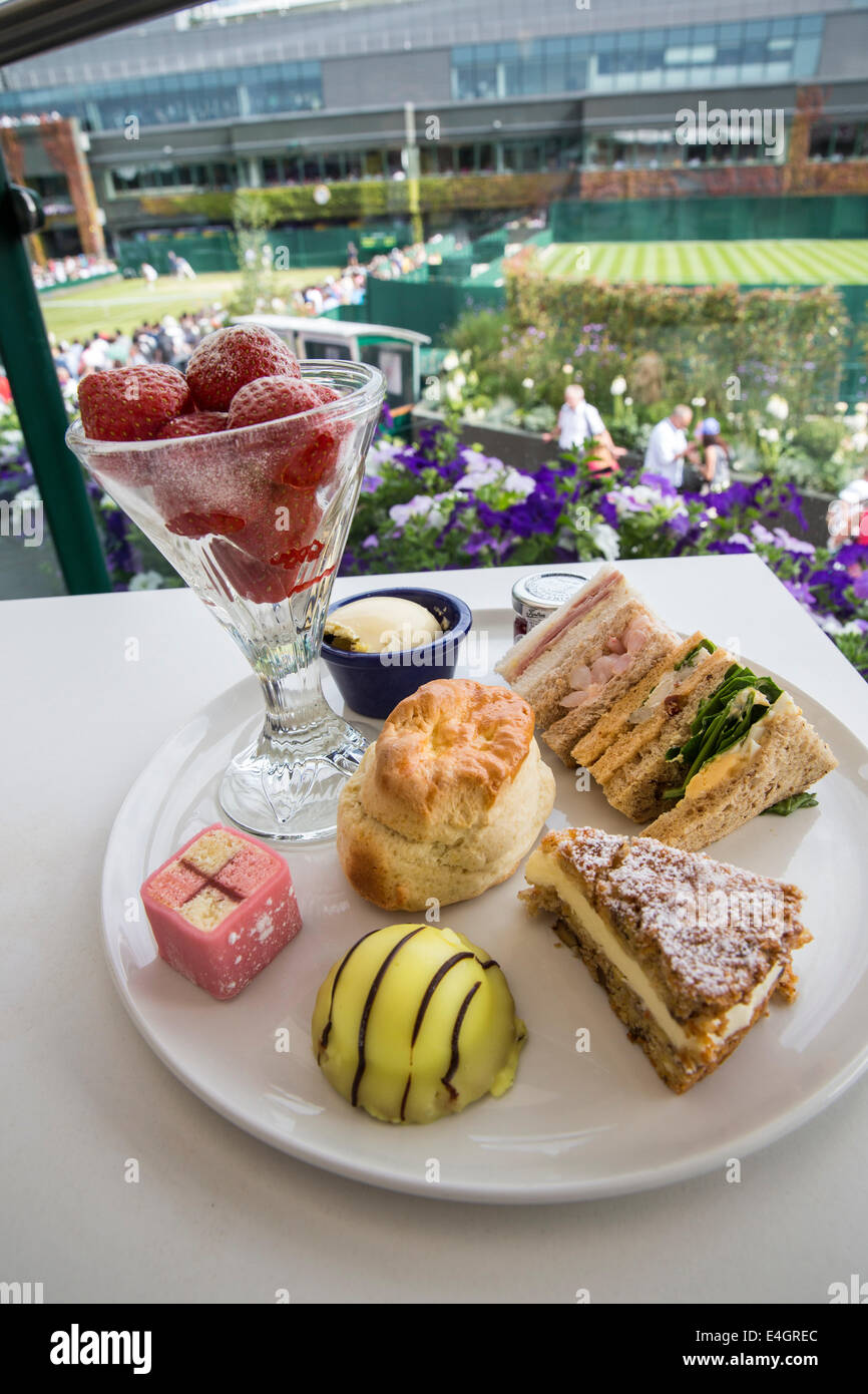 strawberries at Wimbledon Afternoon tea  The Championships Wimbledon 2014 The All England Lawn Tennis & Crocquet Club Wimbledon Stock Photo