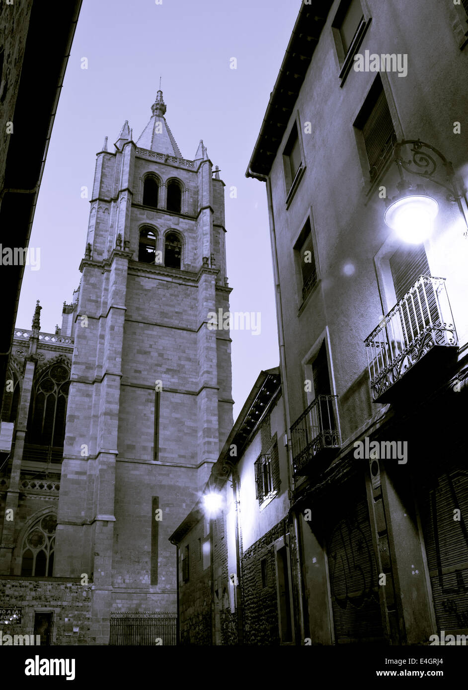 León, Spain, Great walk of St. James, Jakobsweg, Camino de Santiago, Morning hours, Black and white Stock Photo
