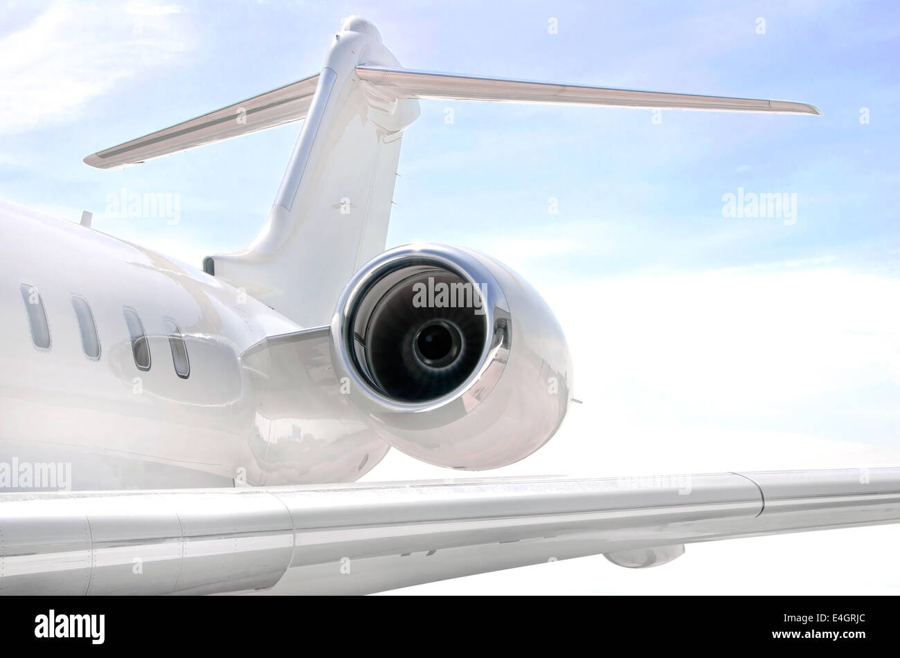 Running Jet Engine on a modern private jet airplane with a wing