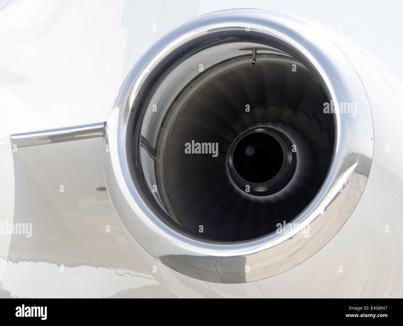 Running Jet Engine closeup on a modern private jet airplane