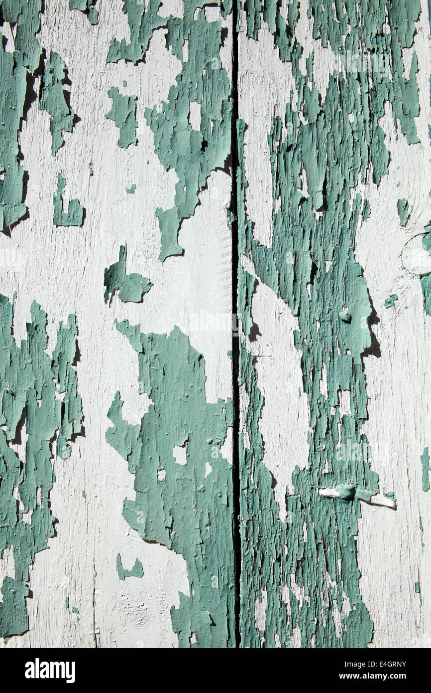 Old wood planks with green peeling paint background Stock Photo - Alamy