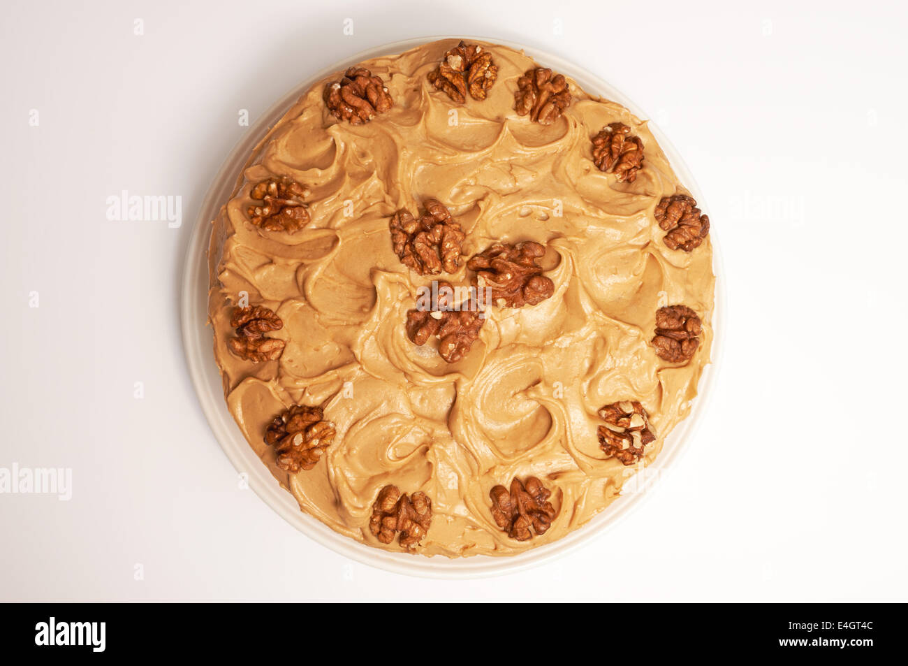 Homemade coffee & walnut cake Stock Photo