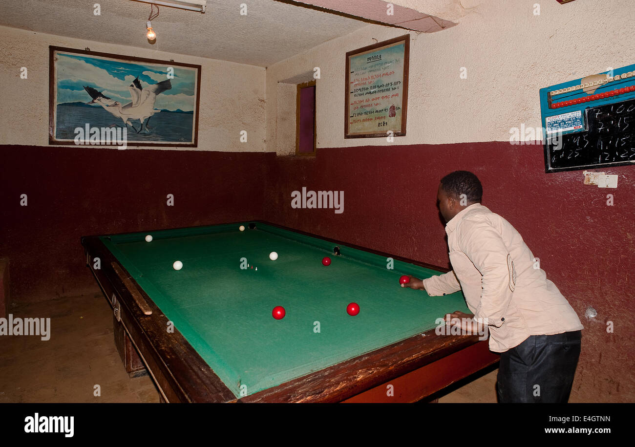 Man playing cueless billiard ( Ethiopia Stock Photo Alamy