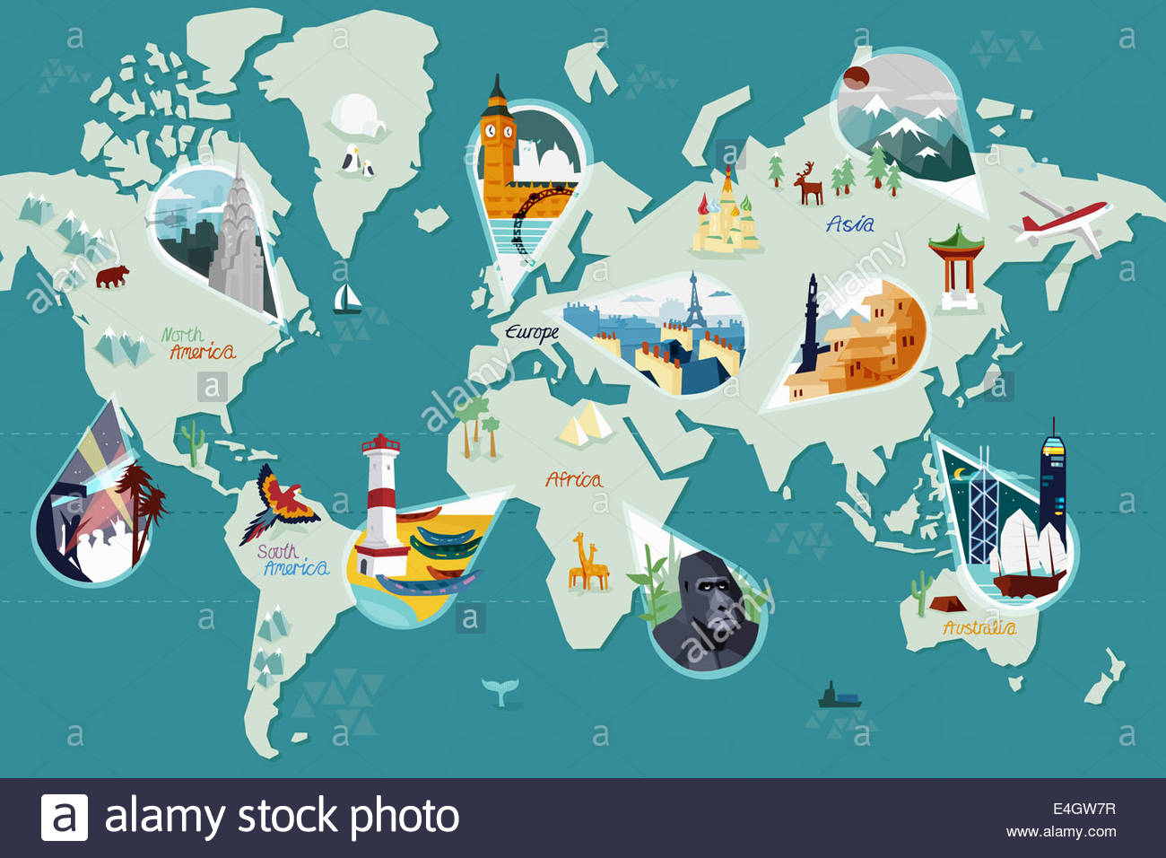 tourist map of world