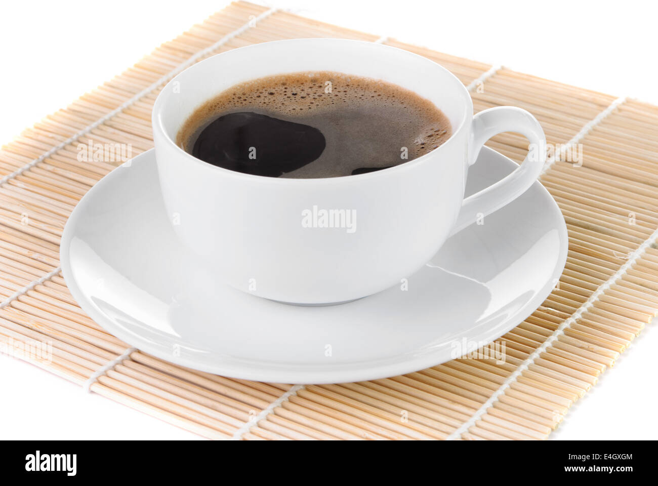 Cup of hot black coffee, close up Stock Photo
