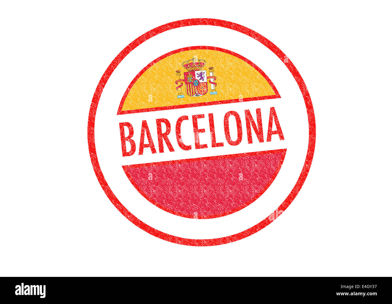 Passport-style BARCELONA rubber stamp over a white background. Stock Photo