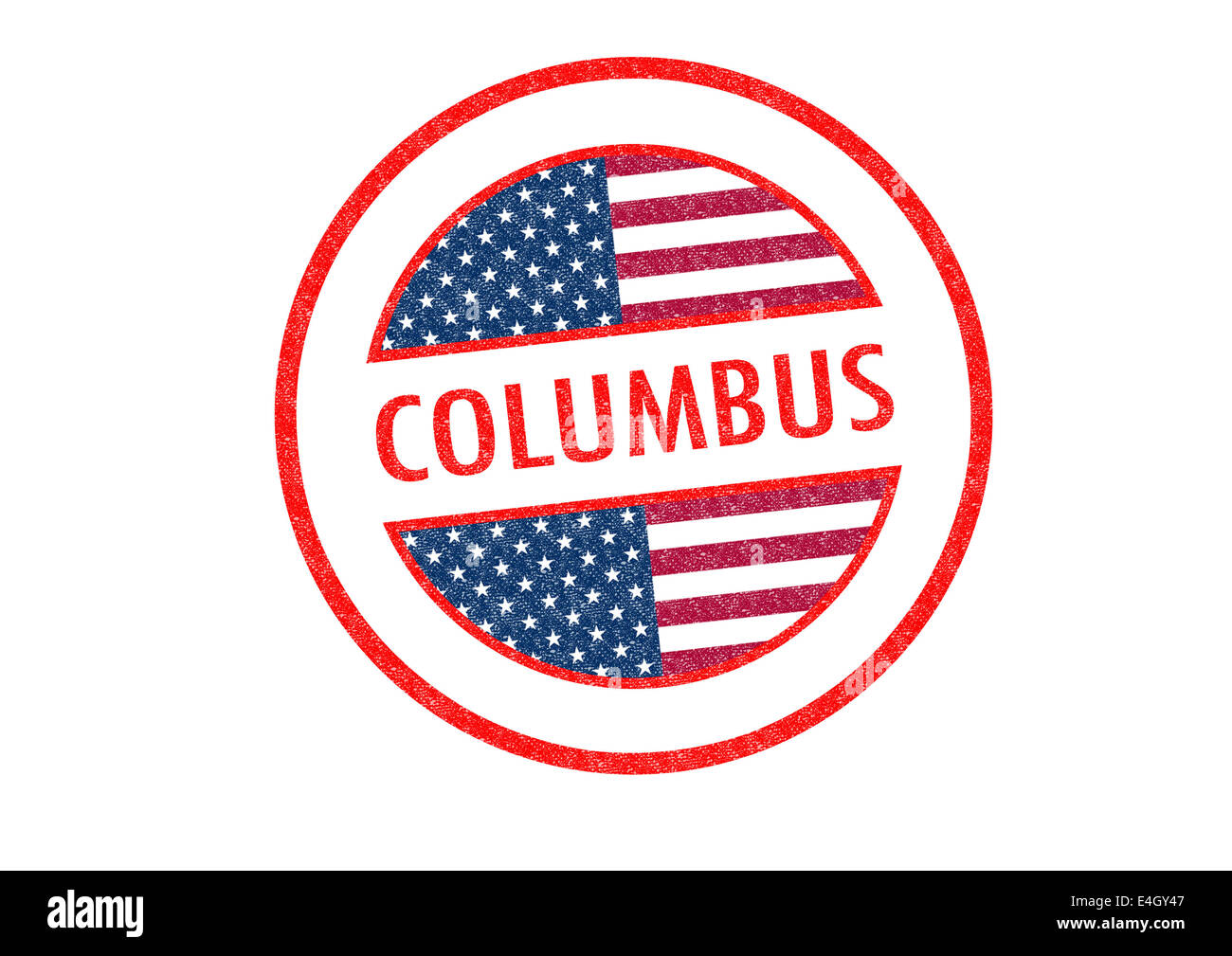 Passportstyle COLUMBUS rubber stamp over a white background Stock