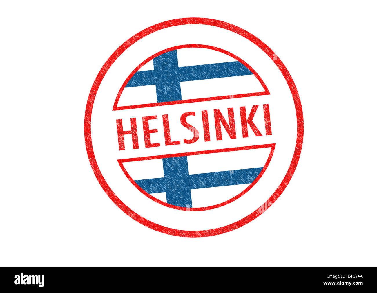 Passport-style HELSINKI rubber stamp over a white background. Stock Photo