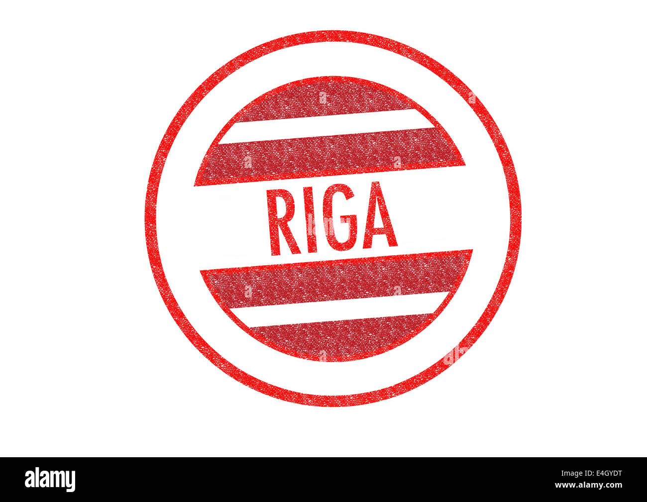 Passport-style RIGA rubber stamp over a white background. Stock Photo