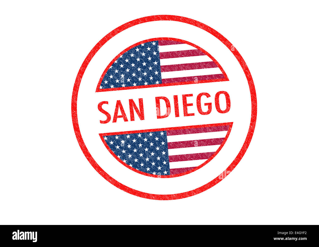 Passportstyle SAN DIEGO rubber stamp over a white background Stock