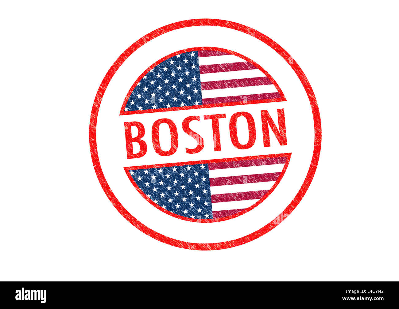 Passport-style BOSTON rubber stamp over a white background. Stock Photo
