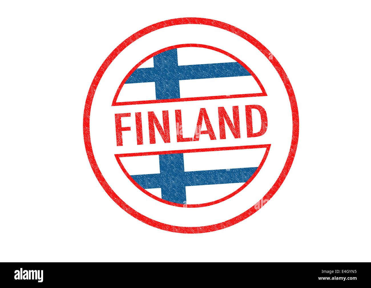 Passport-style FINLAND rubber stamp over a white background. Stock Photo