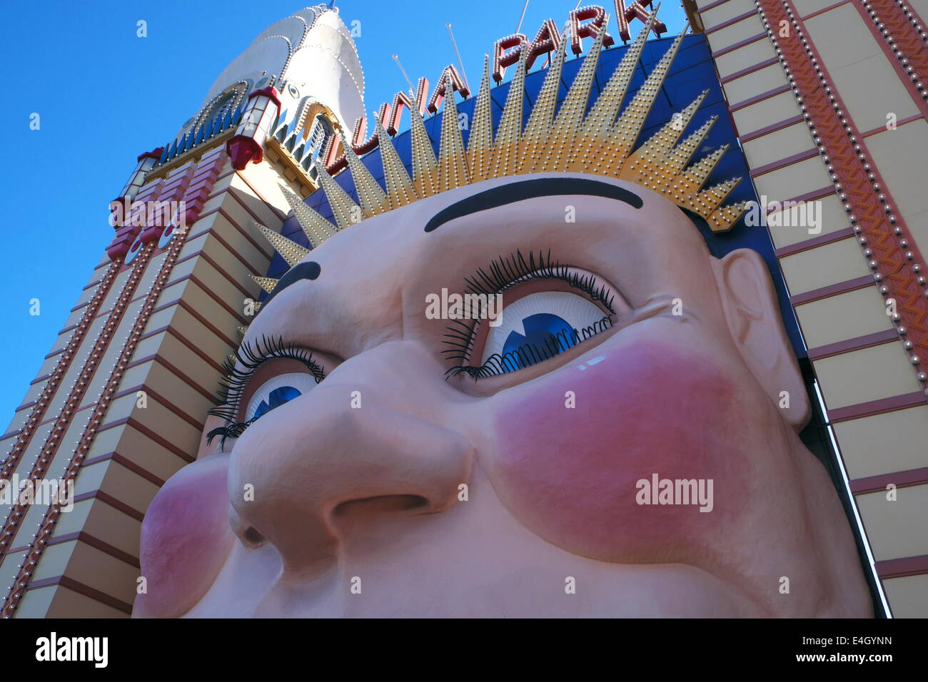 famous clown face at entrance to luna park,milsons point,sydney,australia Stock Photo