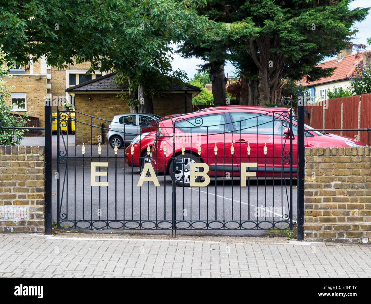 Brinsworth House gates - a retirement and nursing home for retired and elderly actors in Twickenham, Greater London, UK Stock Photo
