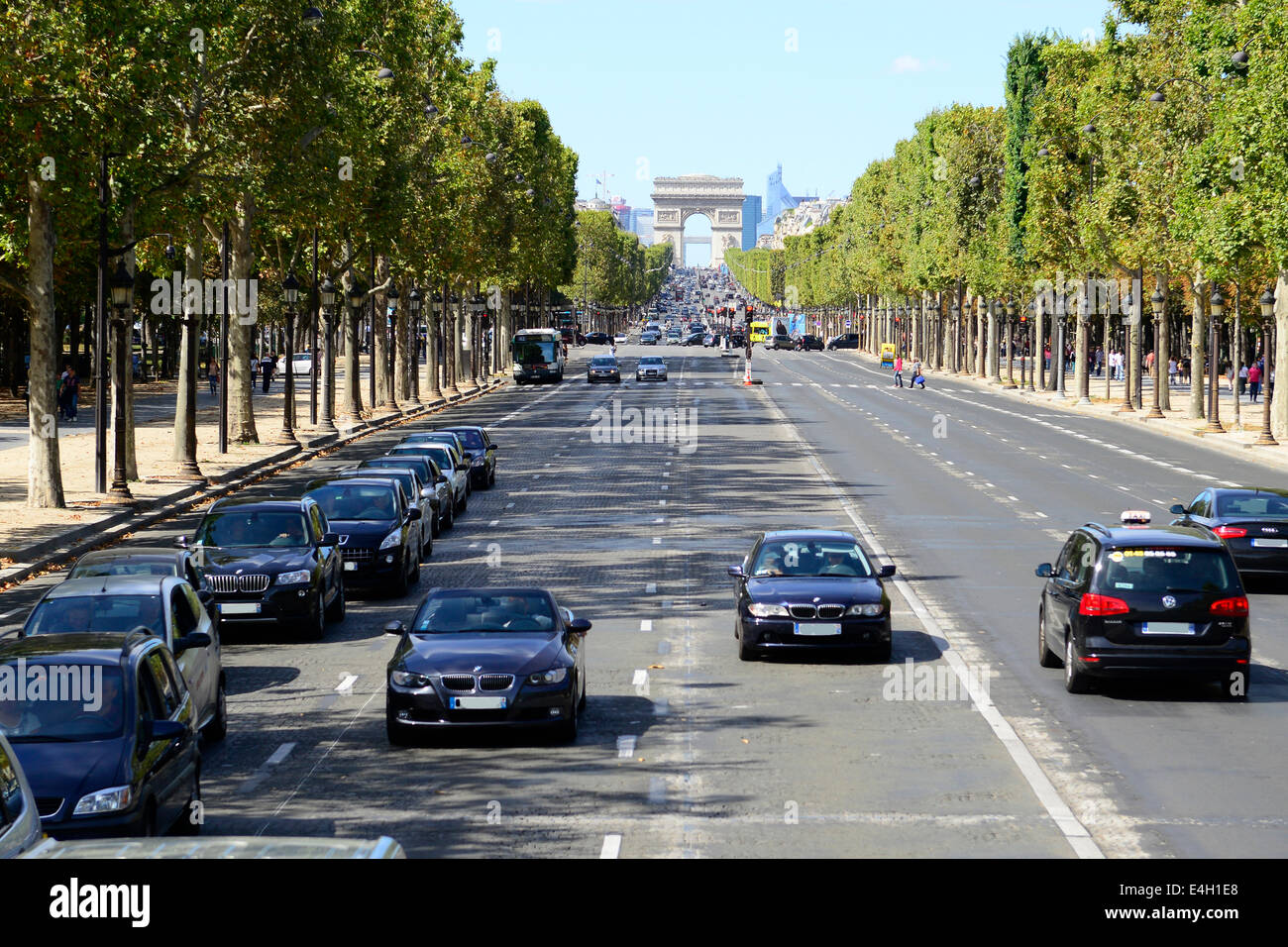 Champs Elysees Street Paris France Europe FR City of Lights Stock Photo