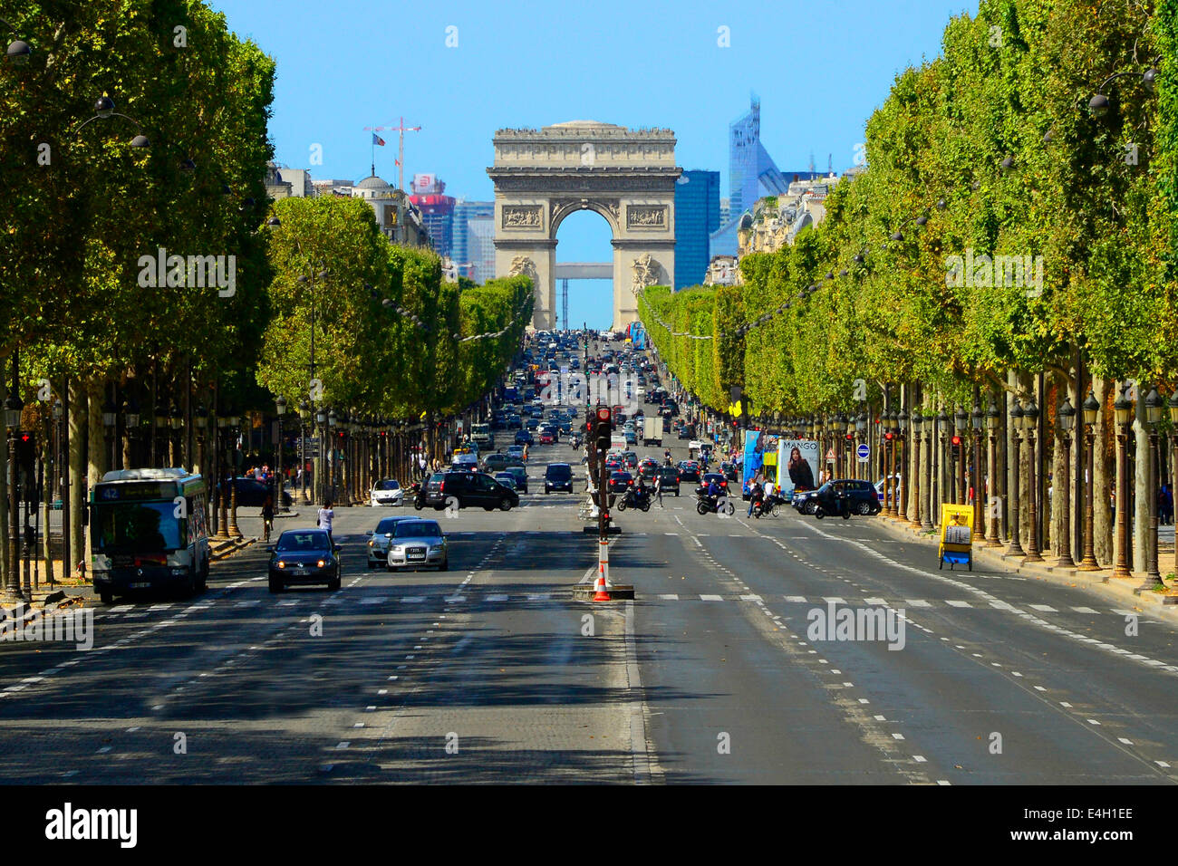 Champs Elysees Street Paris France Europe FR City of Lights Stock Photo