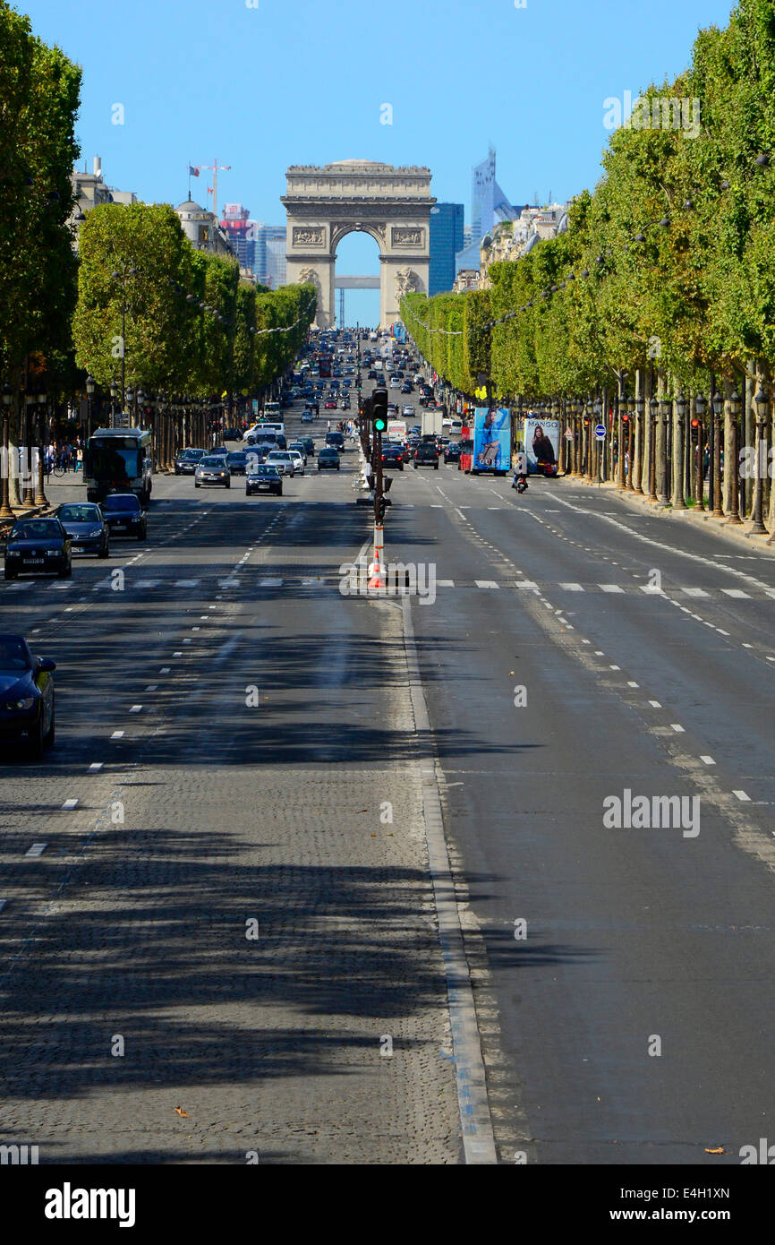 Champs Elysees Street Paris France Europe FR City of Lights Stock Photo