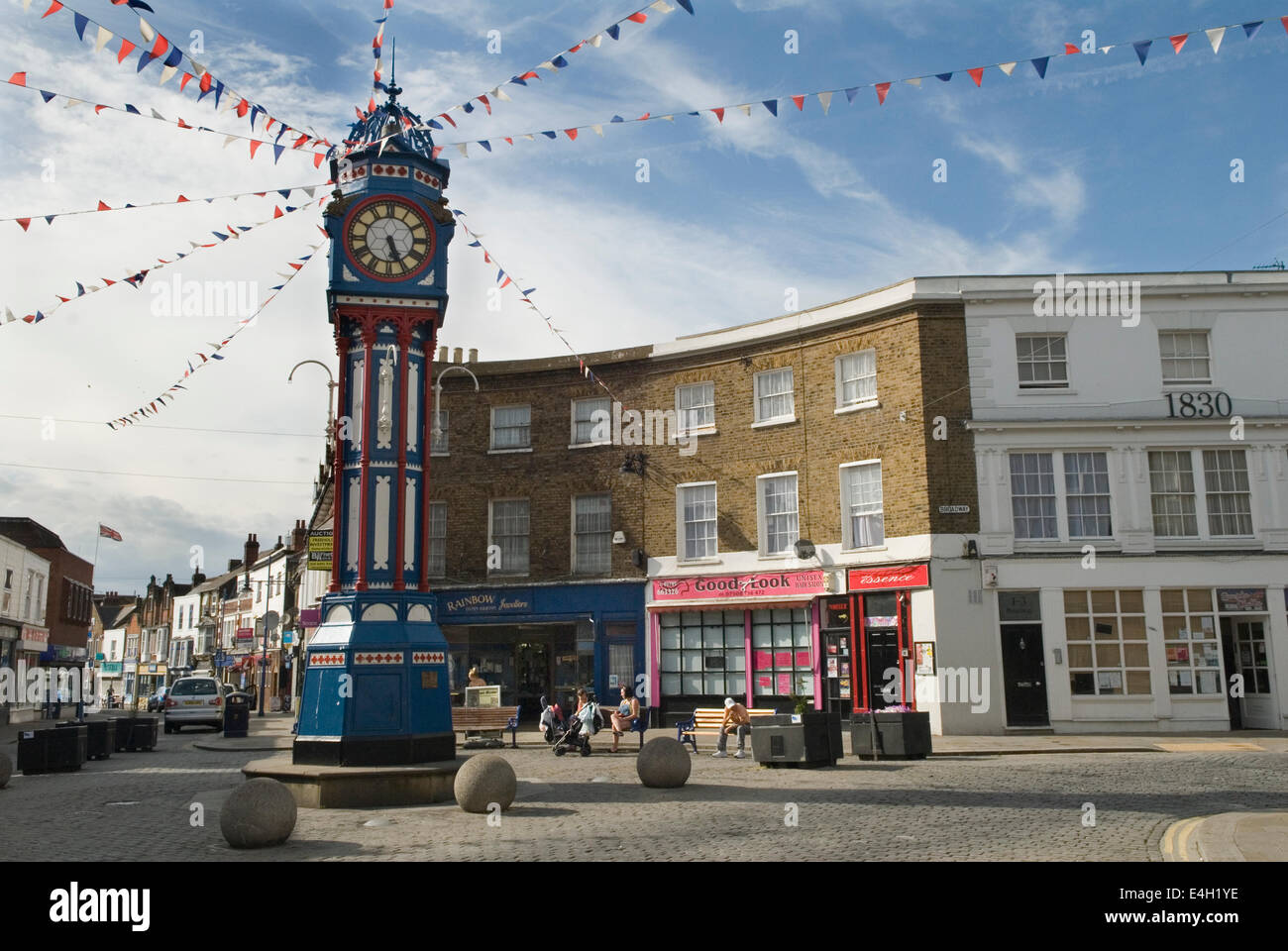 Sheerness, town centre clock tower. Isle of Sheppey Kent UK. 2014 2010s UK HOMER SYKES Stock Photo