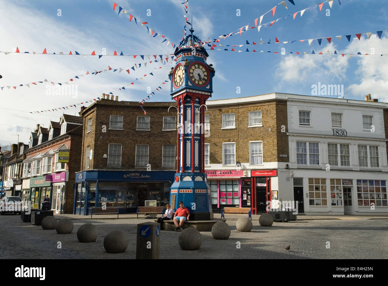 Sheerness, town centre clock tower. Isle of Sheppey Kent UK. 2014 2010s UK HOMER SYKES Stock Photo