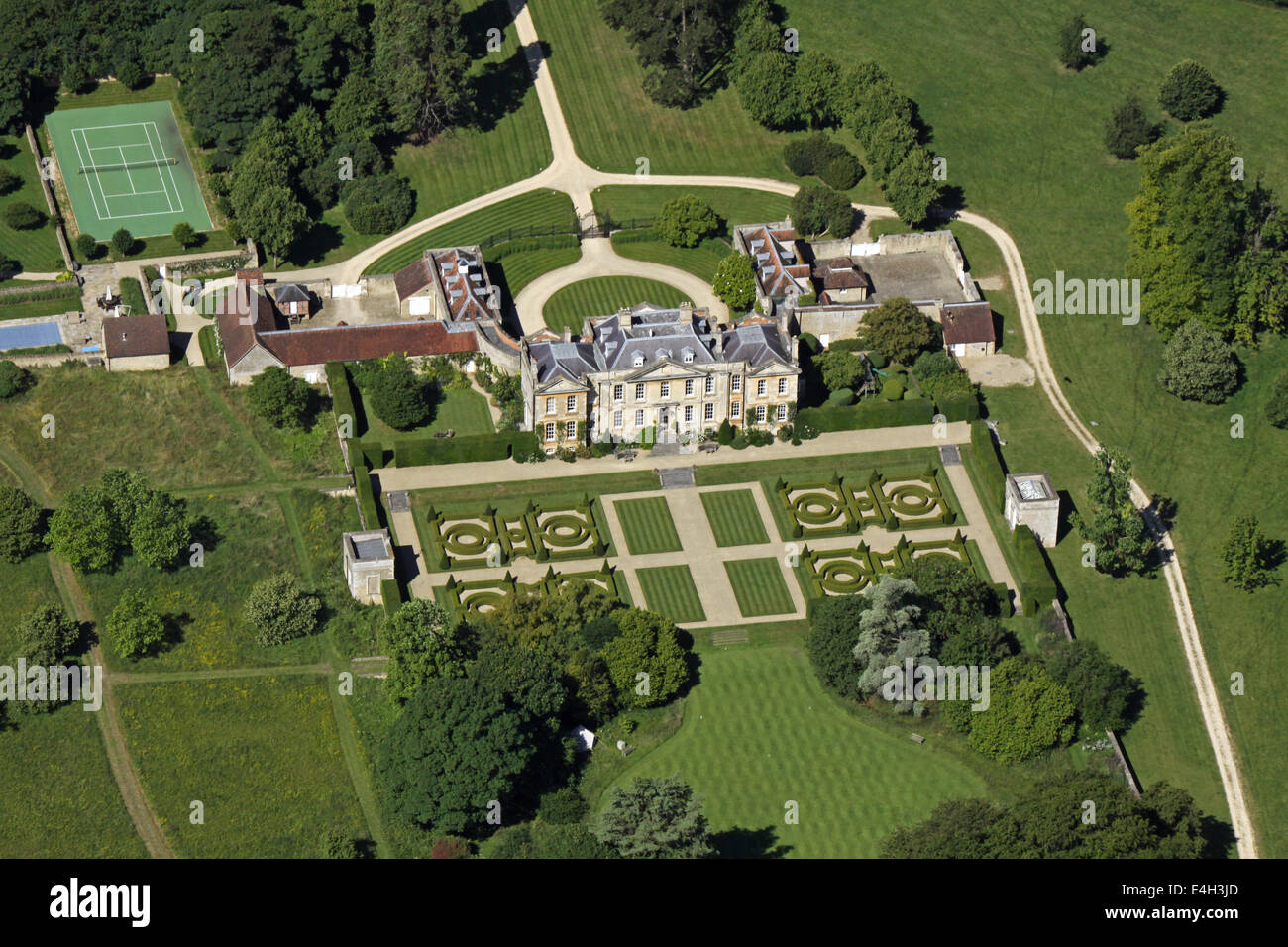 aerial view of Woodperry House at Stanton St John, Oxfordshire, UK Stock Photo
