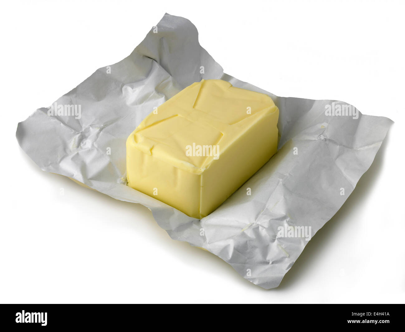 butter on wrapper Stock Photo