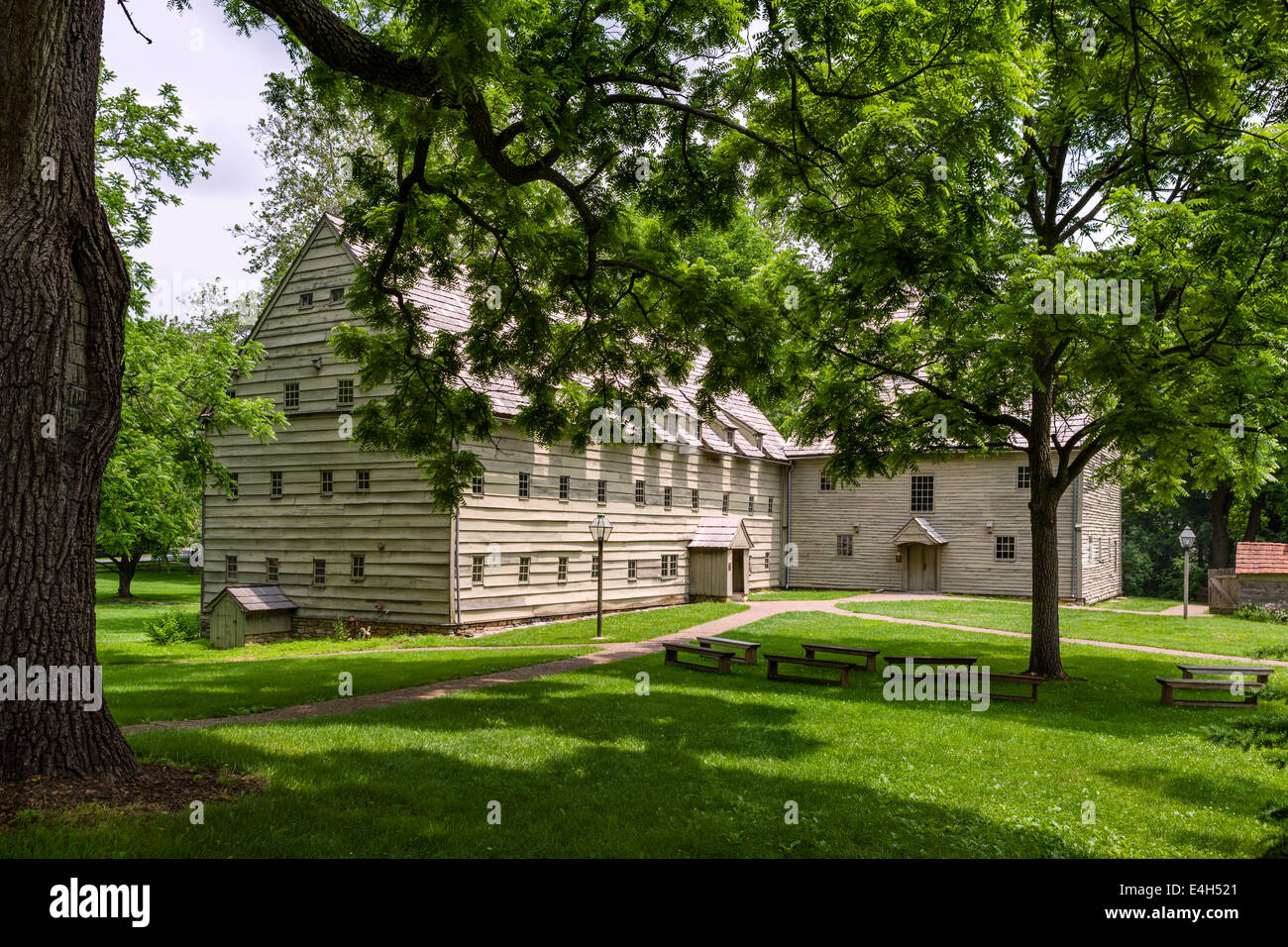 The Saron (Sisters' House) and Saal (Meeting House) at Ephrata Cloister, Lancaster County, Pennsylvania, USA Stock Photo