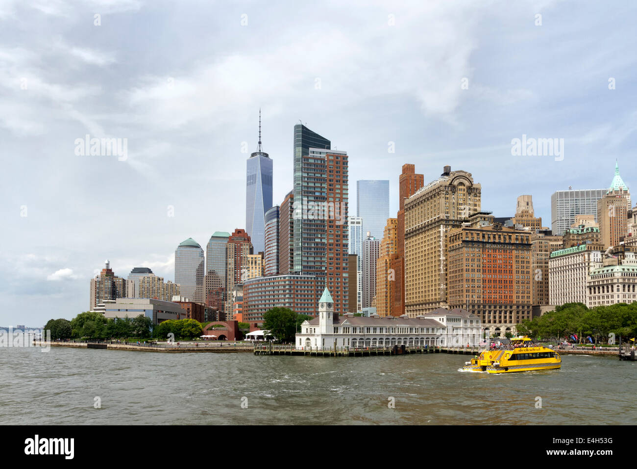 Downtown Manhattan from New York Harbor Stock Photo