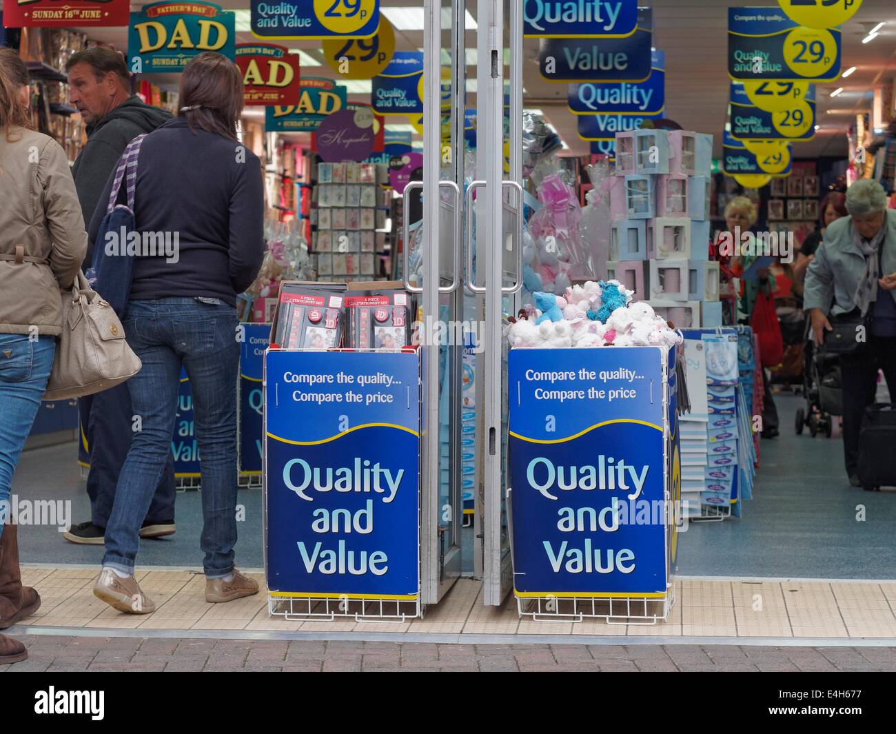 The entrance of a popular bargain store on the pedestrian only