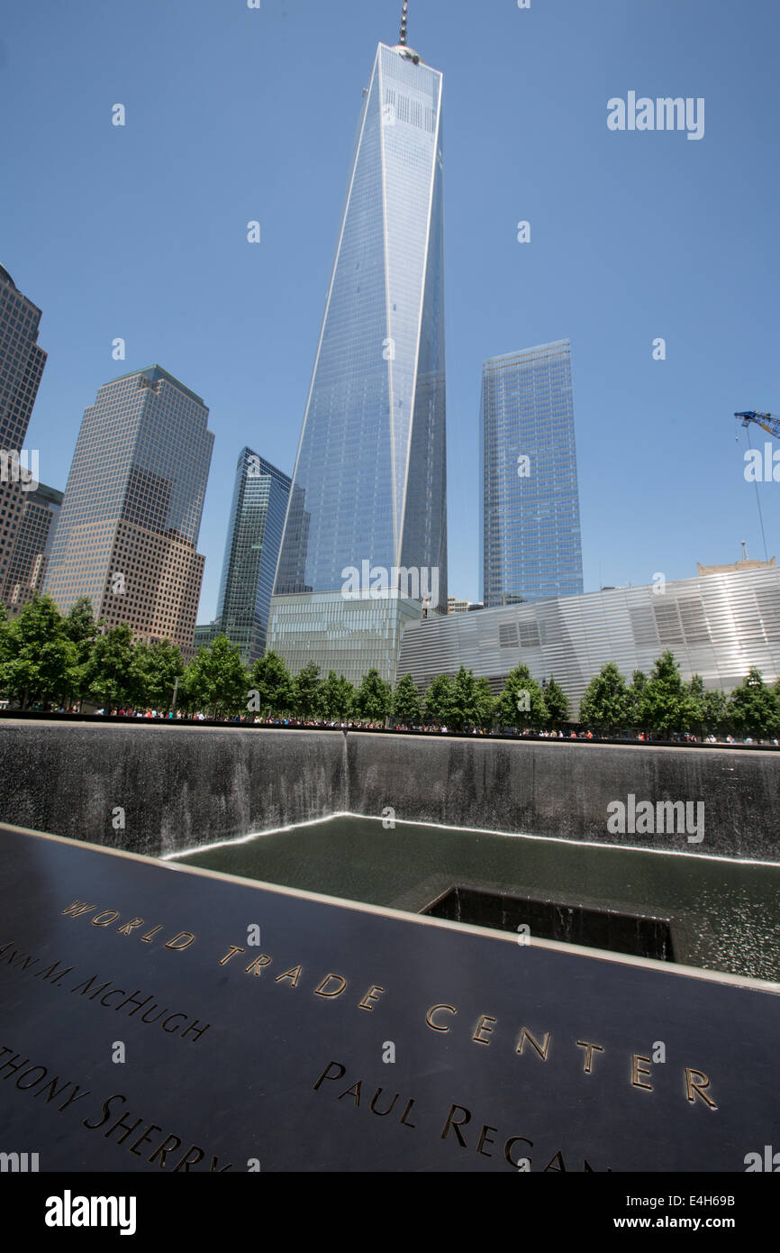 Ground Zero World Trade Centre 9-11 Memorial known as National September 11 Memorial, in Manhattan, New York, America. Stock Photo