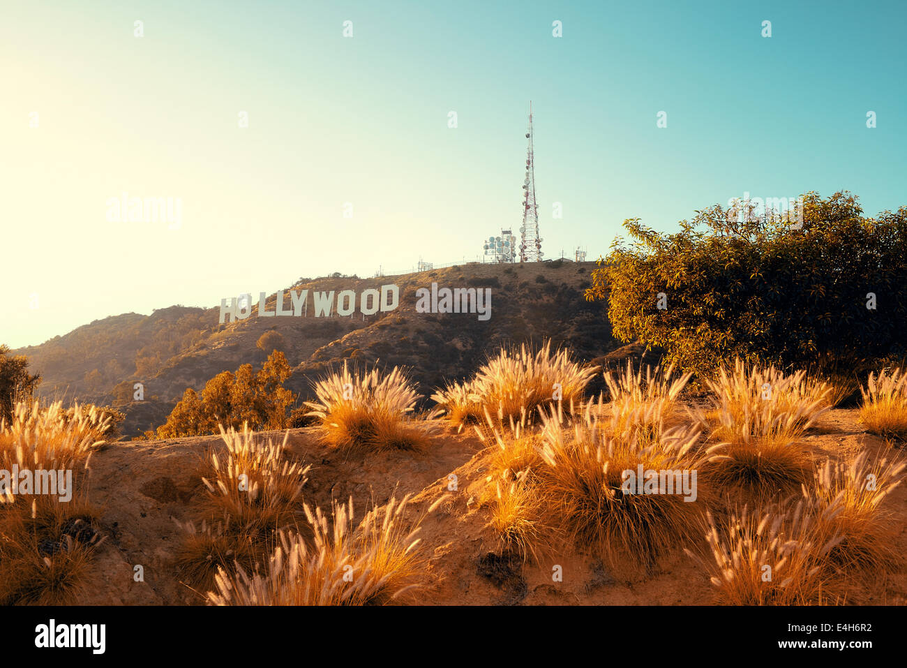 Los Angeles, CA - MAY 18: Hollywood sign on mountain on May 18, 2014 in Los Angeles. Originated as a real estate promotion, it is now the famous landmark of LA and US. Stock Photo