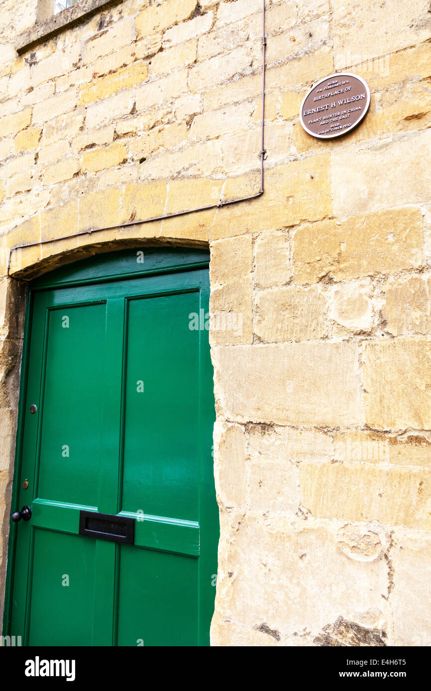 Earnest H Wilson birthplace 1876 plant hunter in China front door Chipping Campden  Cotswolds UK England Stock Photo