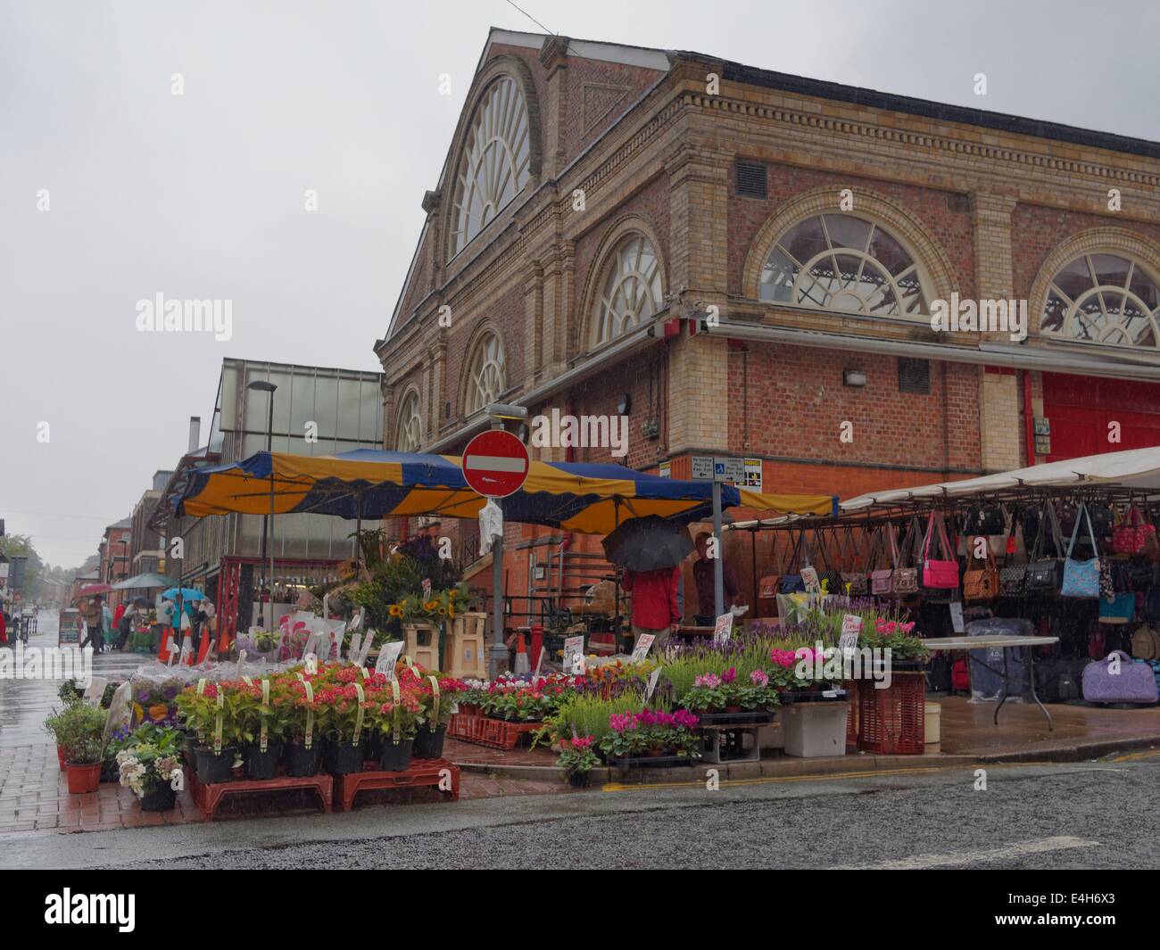 Altrincham Market in the rain. This area of the market has been