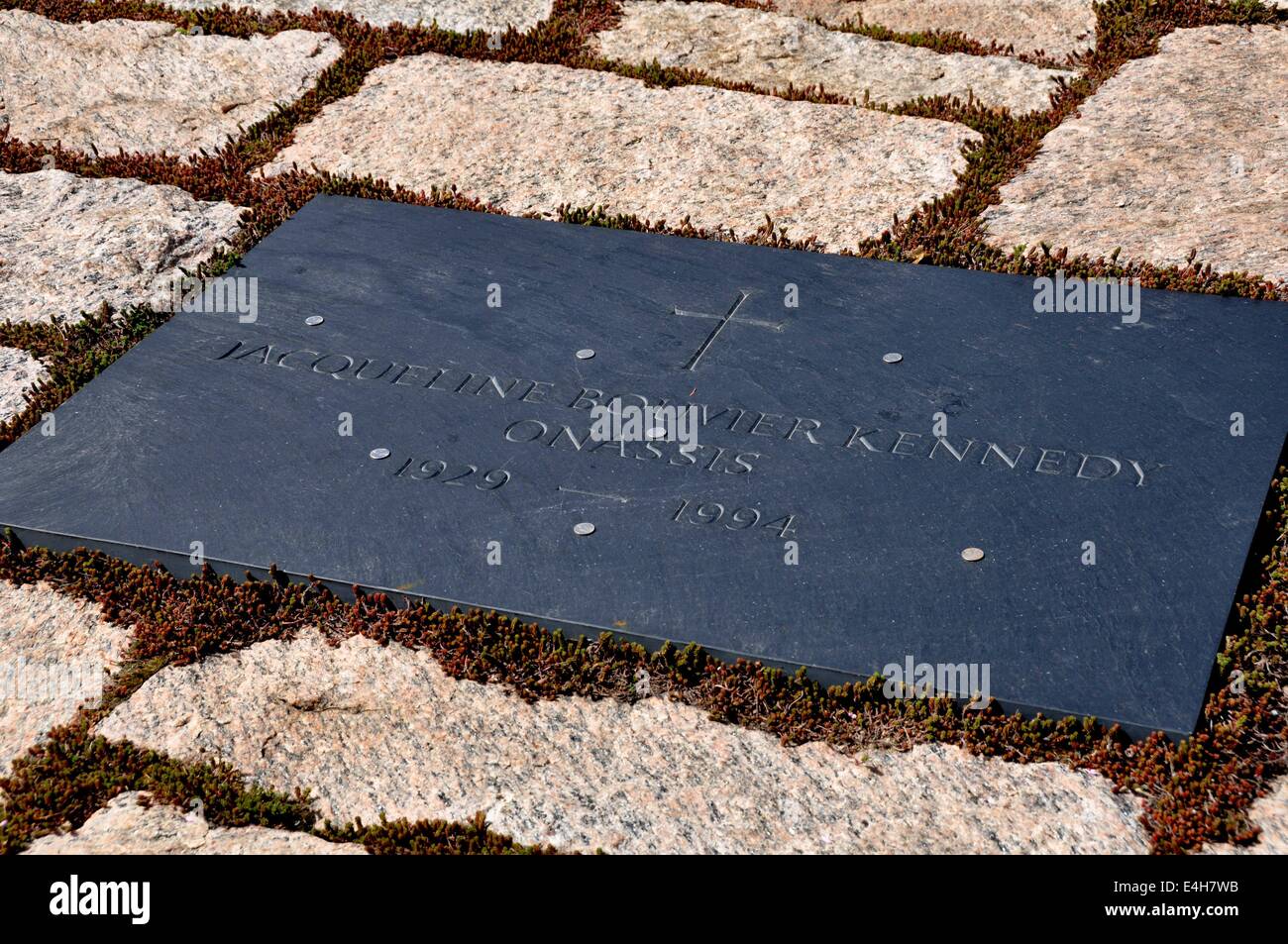 Arlington, Virginia:  Gravesite of Jacqueline Bouvier Kennedy Onassis at Arlington National Cemetery Stock Photo